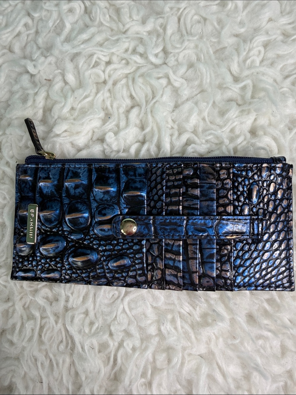 Brahmin  Croc-Embossed Shiny Navy Patent  Wallet